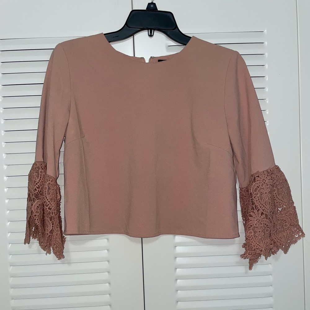 Crop top blouse with bell sleeves